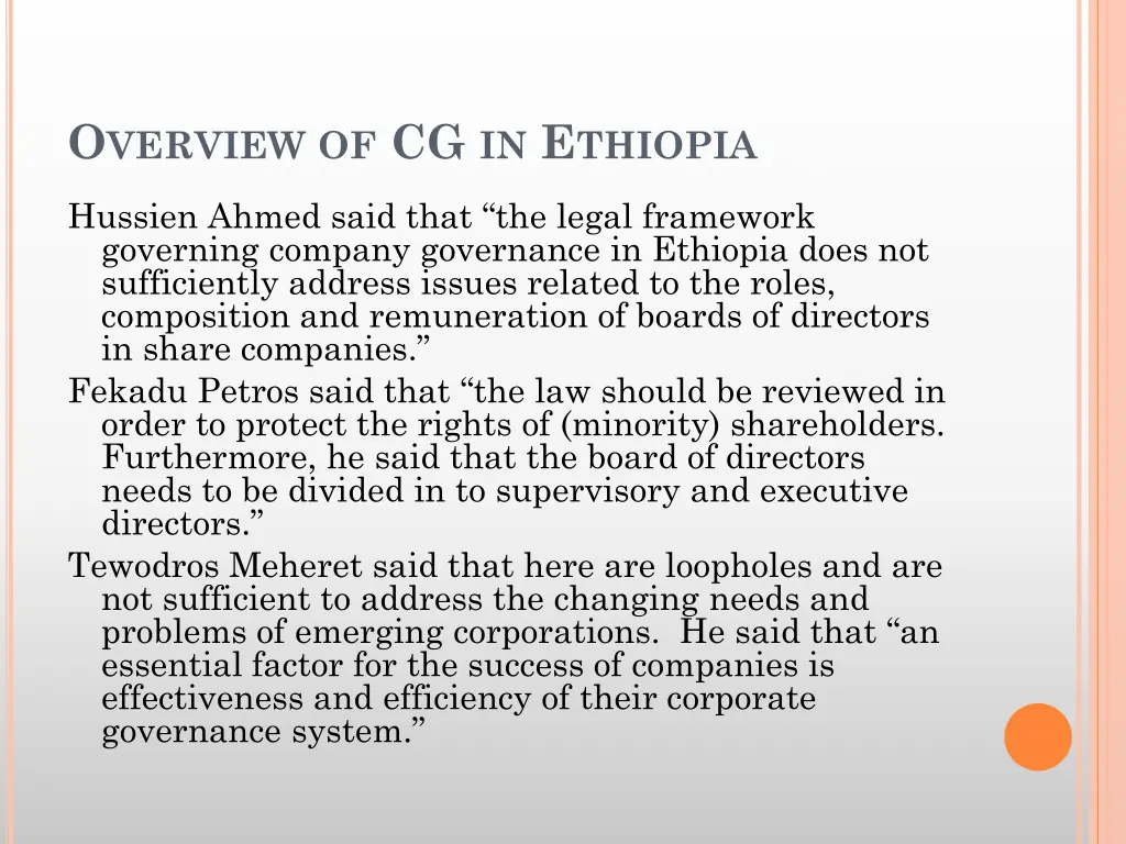 o verview of cg in e thiopia 2