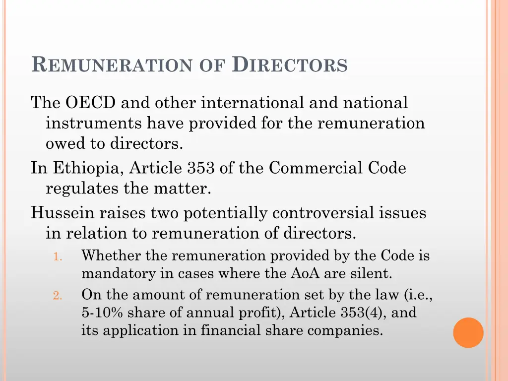 r emuneration of d irectors