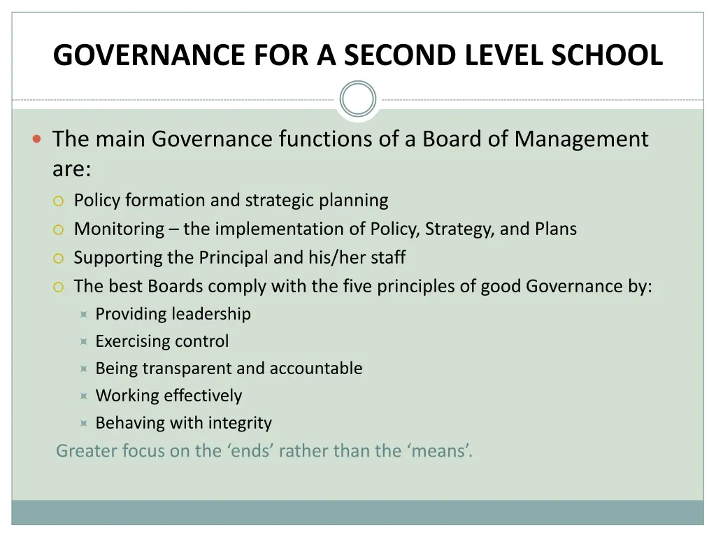 governance for a second level school 1