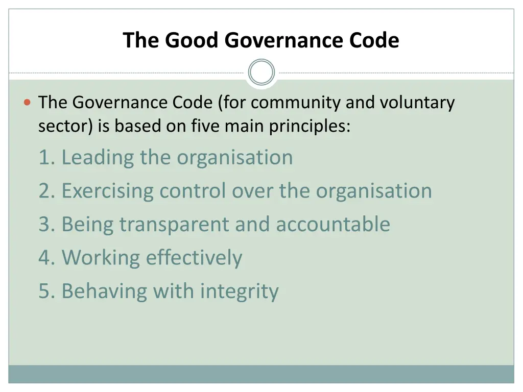 the good governance code
