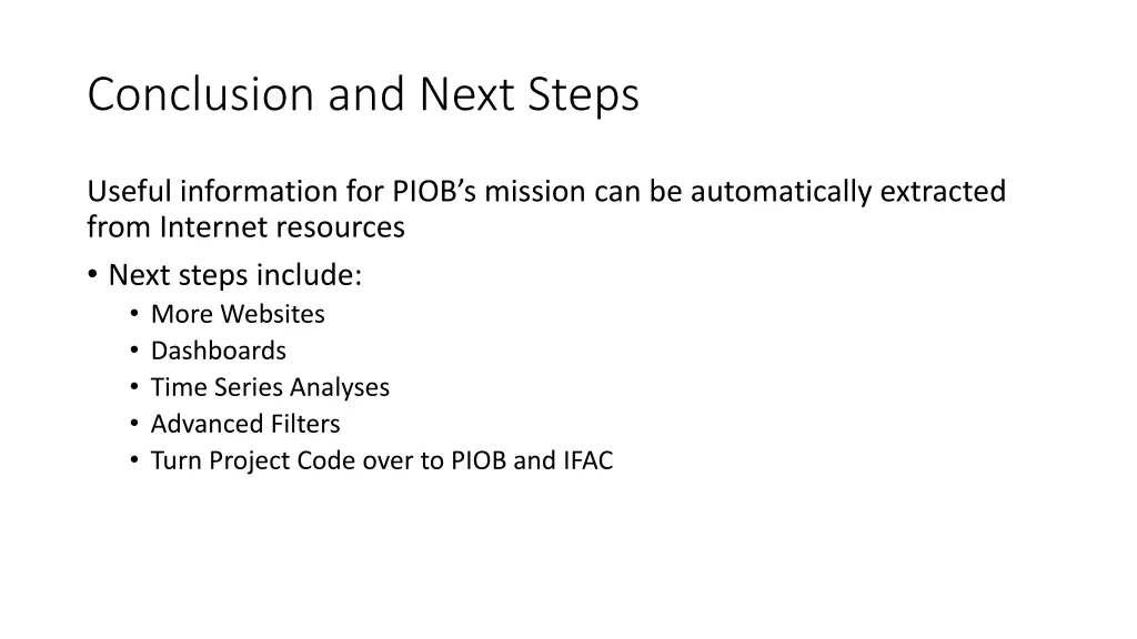 conclusion and next steps
