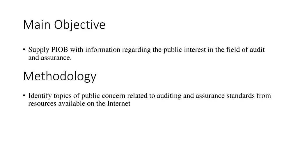 main objective