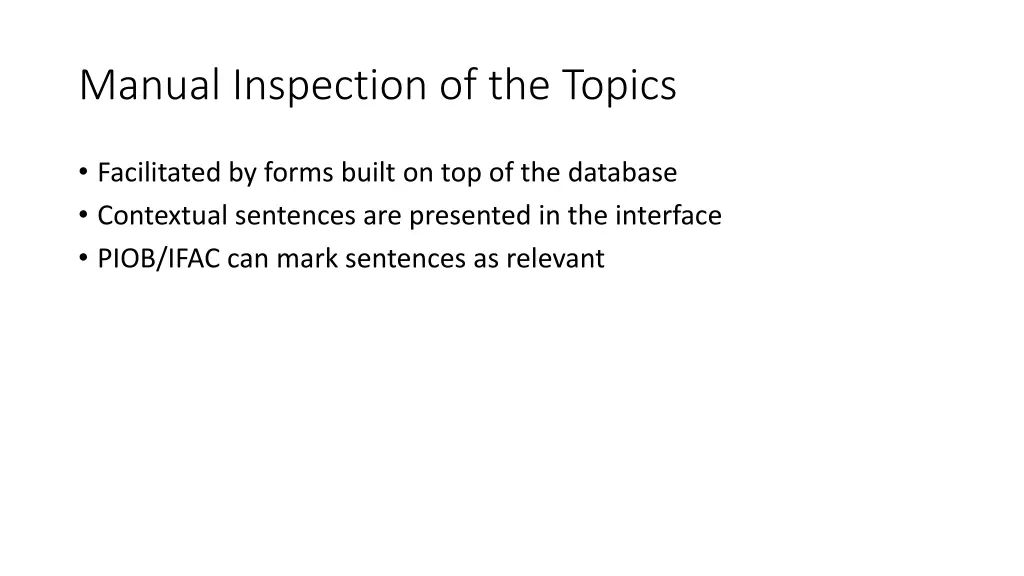 manual inspection of the topics