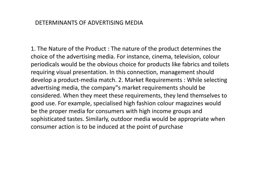 determinants of advertising media