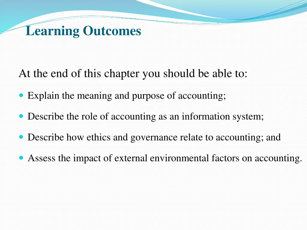 learning outcomes
