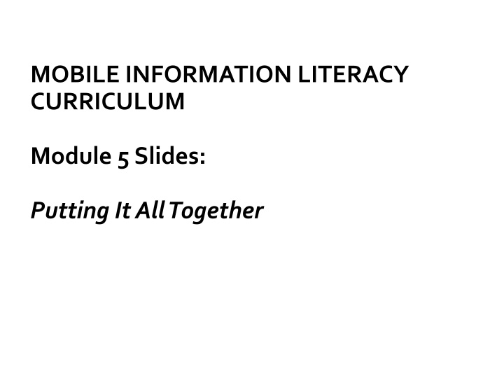mobile information literacy curriculum