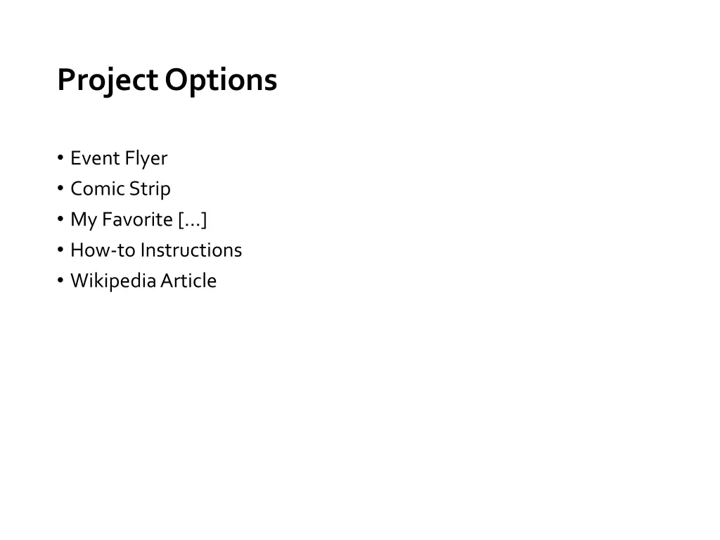 project options