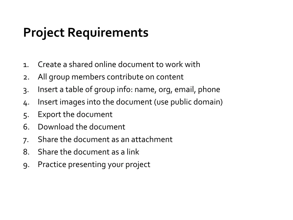 project requirements