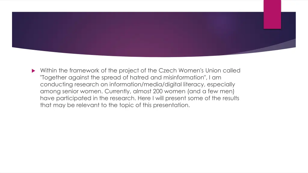 within the framework of the project of the czech