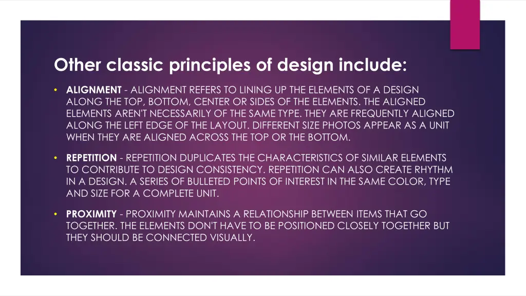 other classic principles of design include