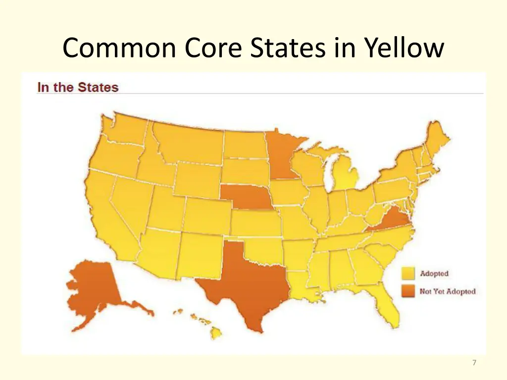 common core states in yellow