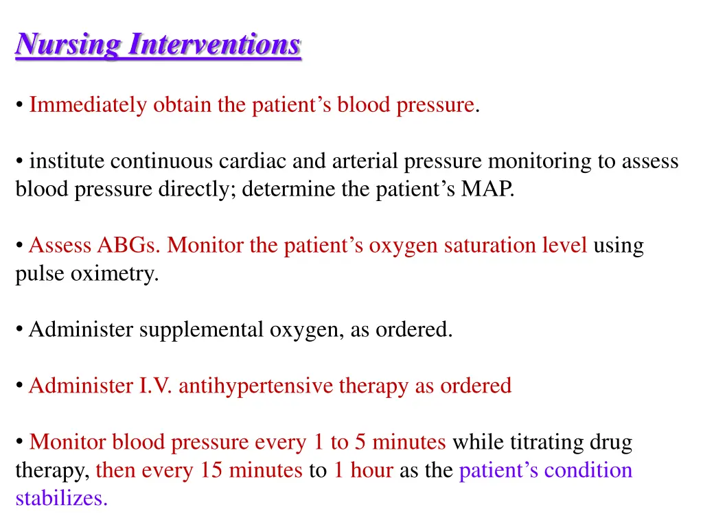 nursing interventions