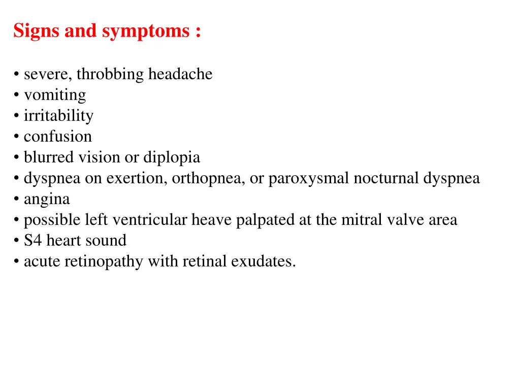signs and symptoms