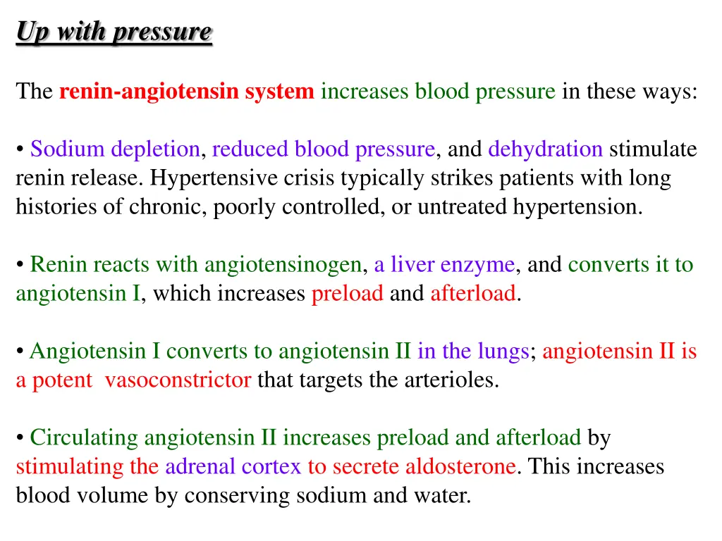 up with pressure