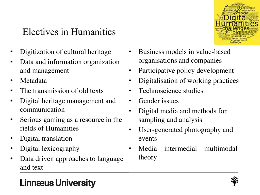 electives in humanities