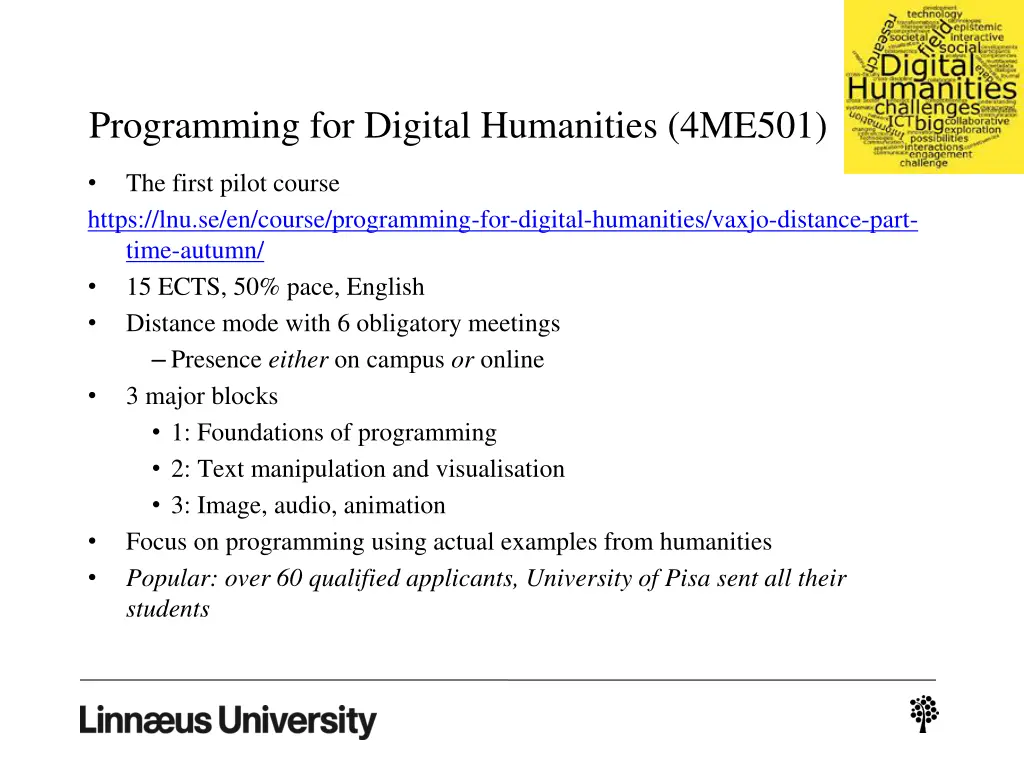 programming for digital humanities 4me501