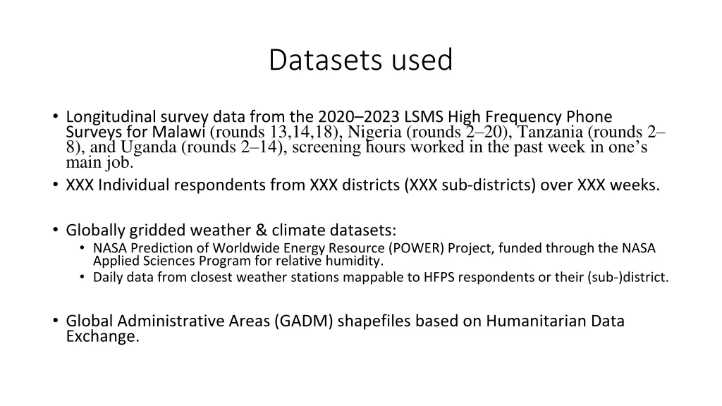 datasets used
