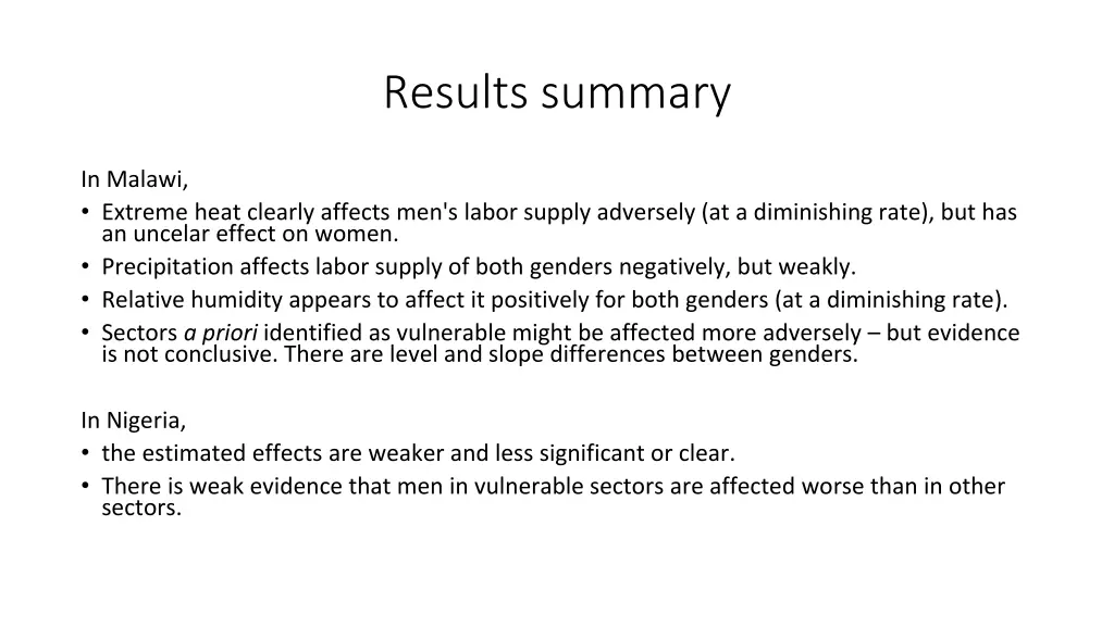 results summary