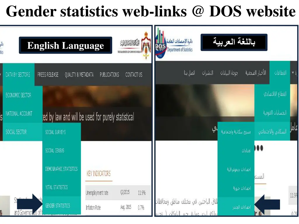 gender statistics web links @ dos website