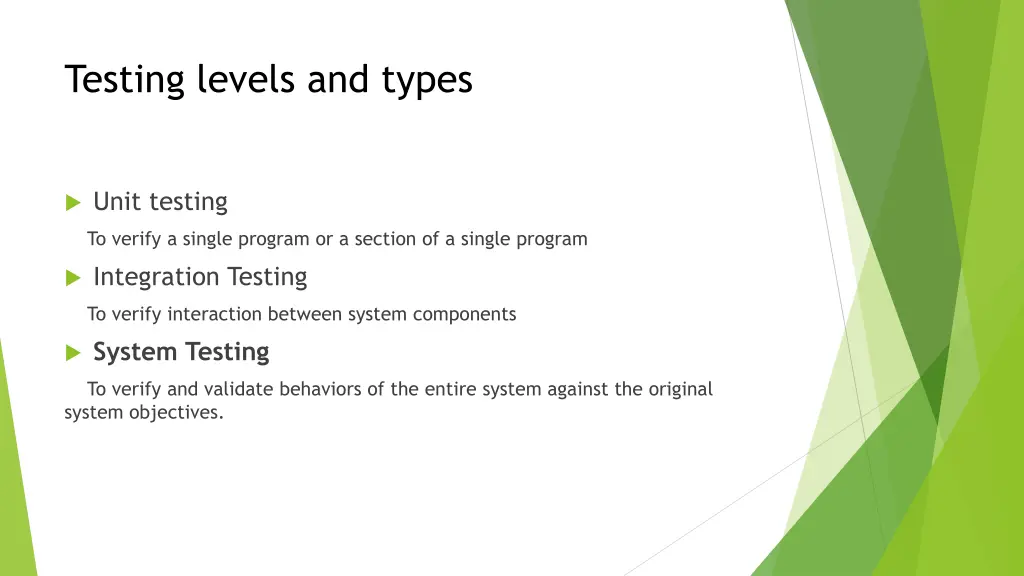 testing levels and types