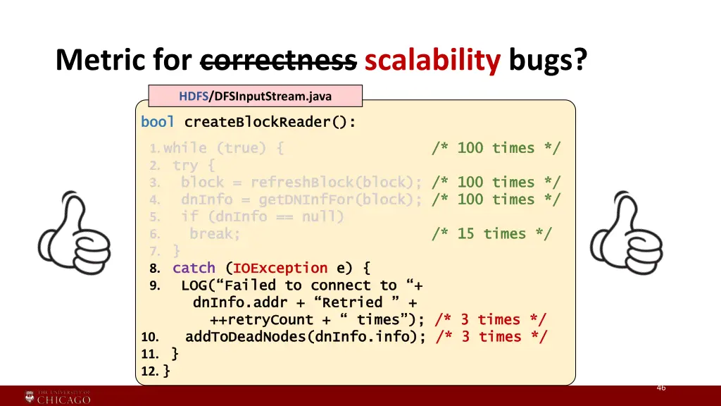 metric for correctness scalability bugs 2