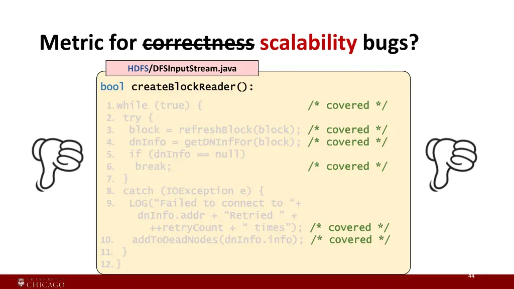 metric for correctness scalability bugs