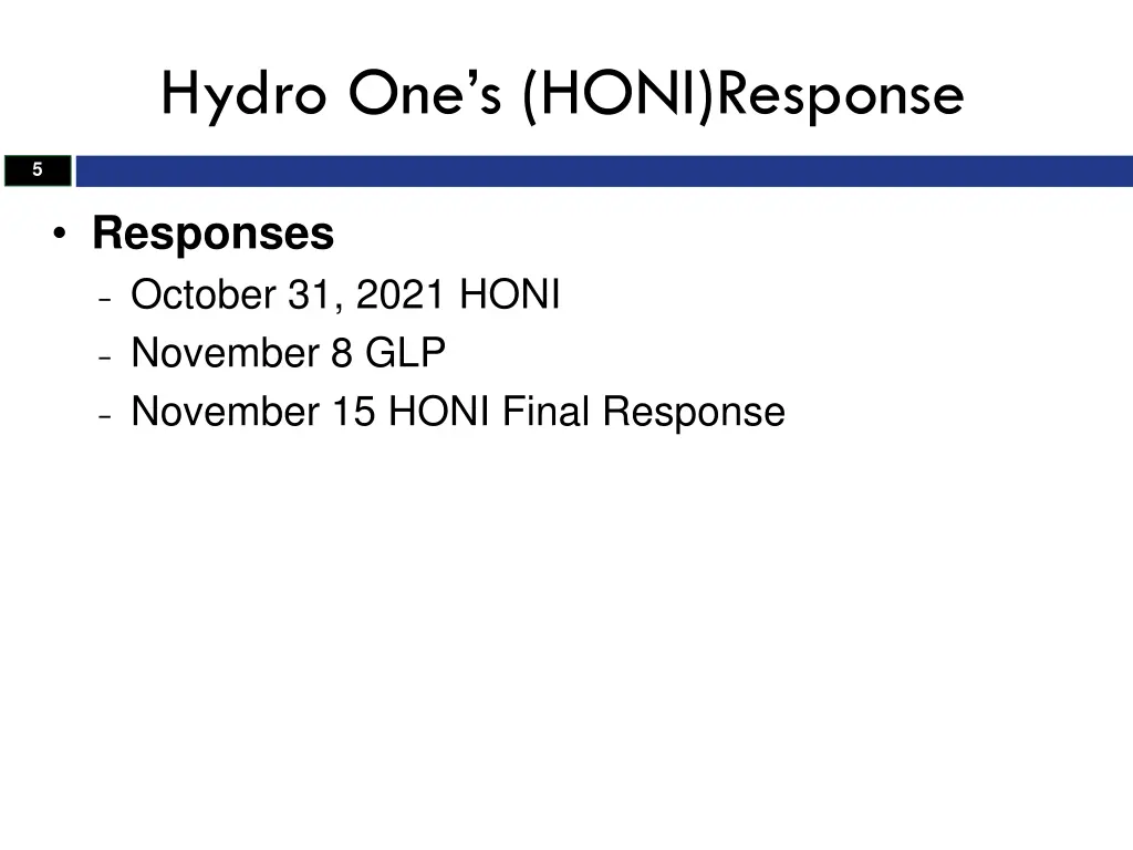 hydro one s honi response