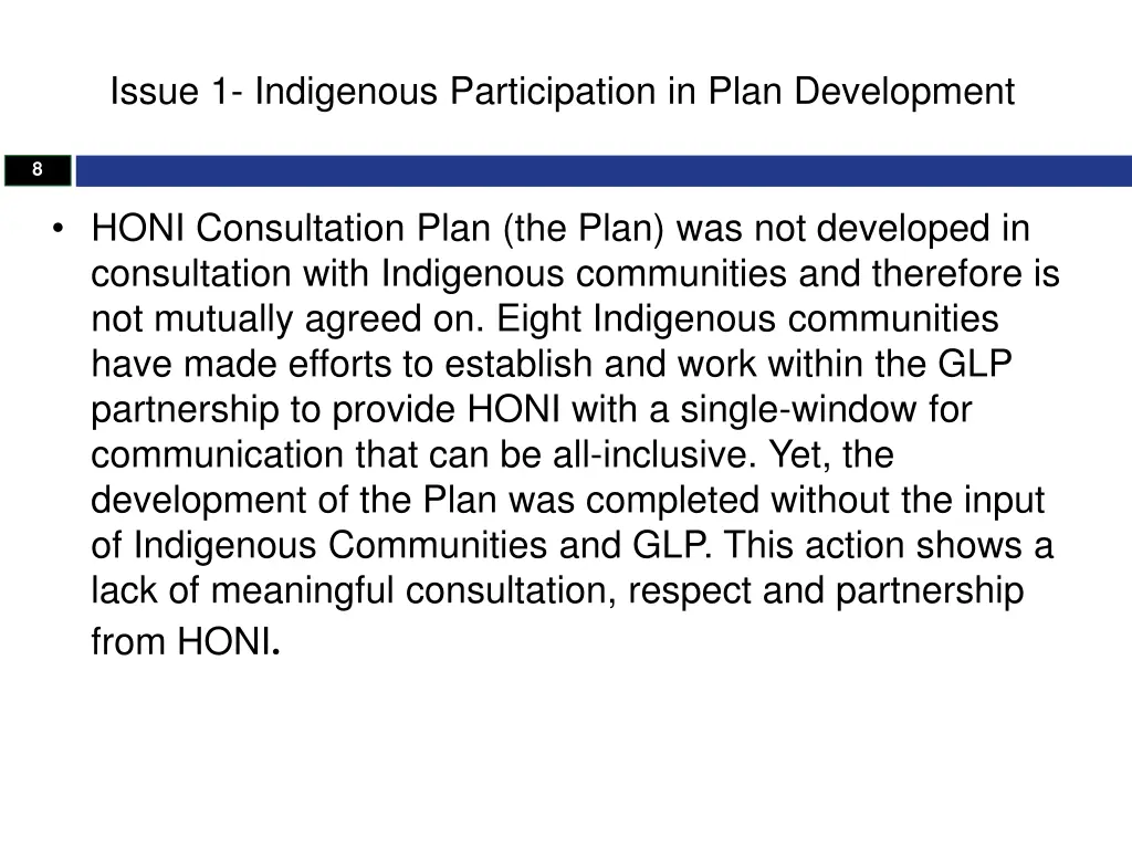 issue 1 indigenous participation in plan