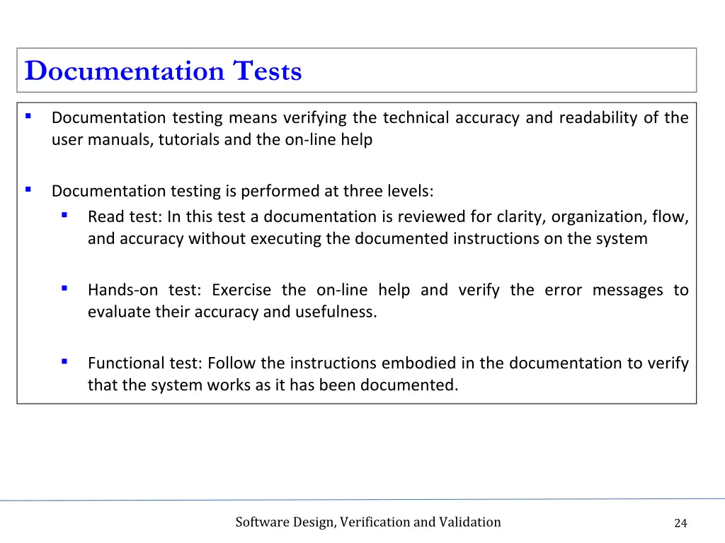 documentation tests