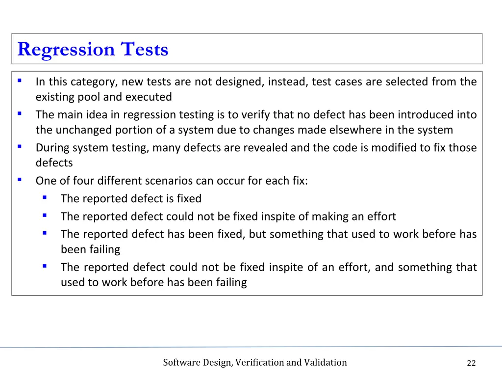 regression tests
