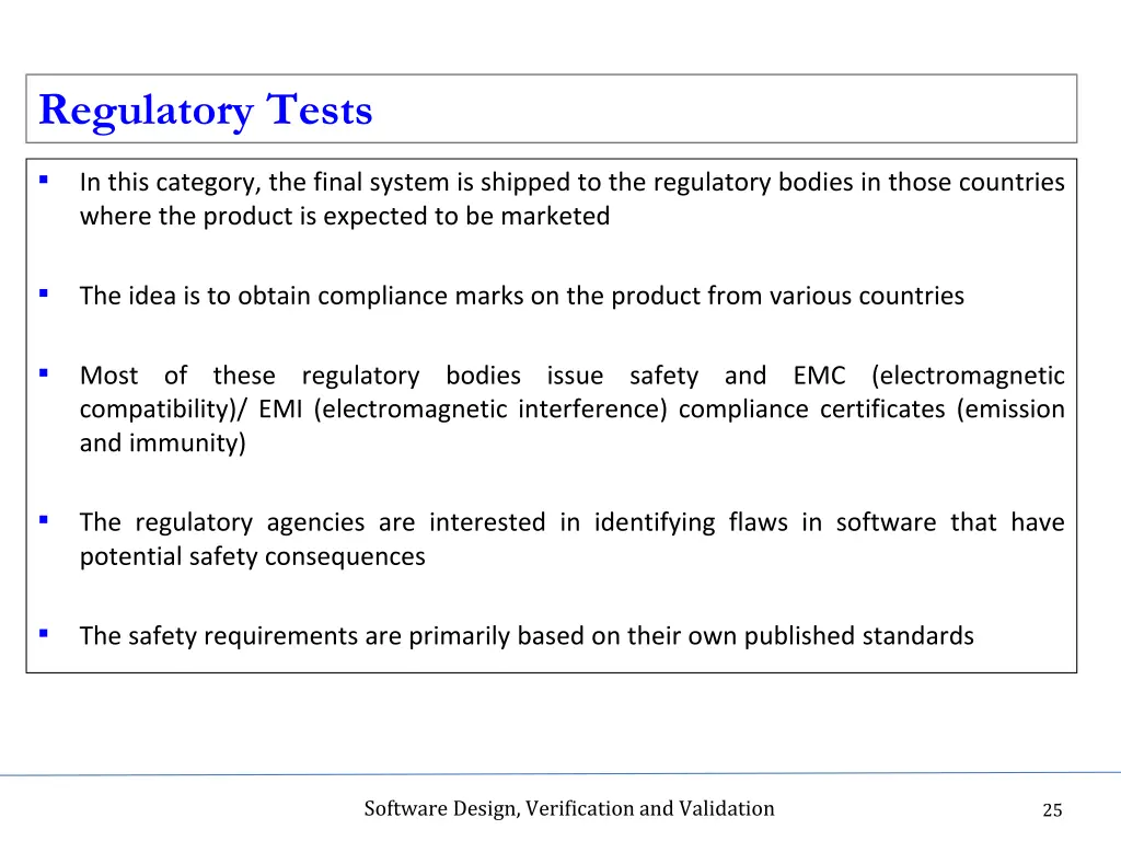 regulatory tests