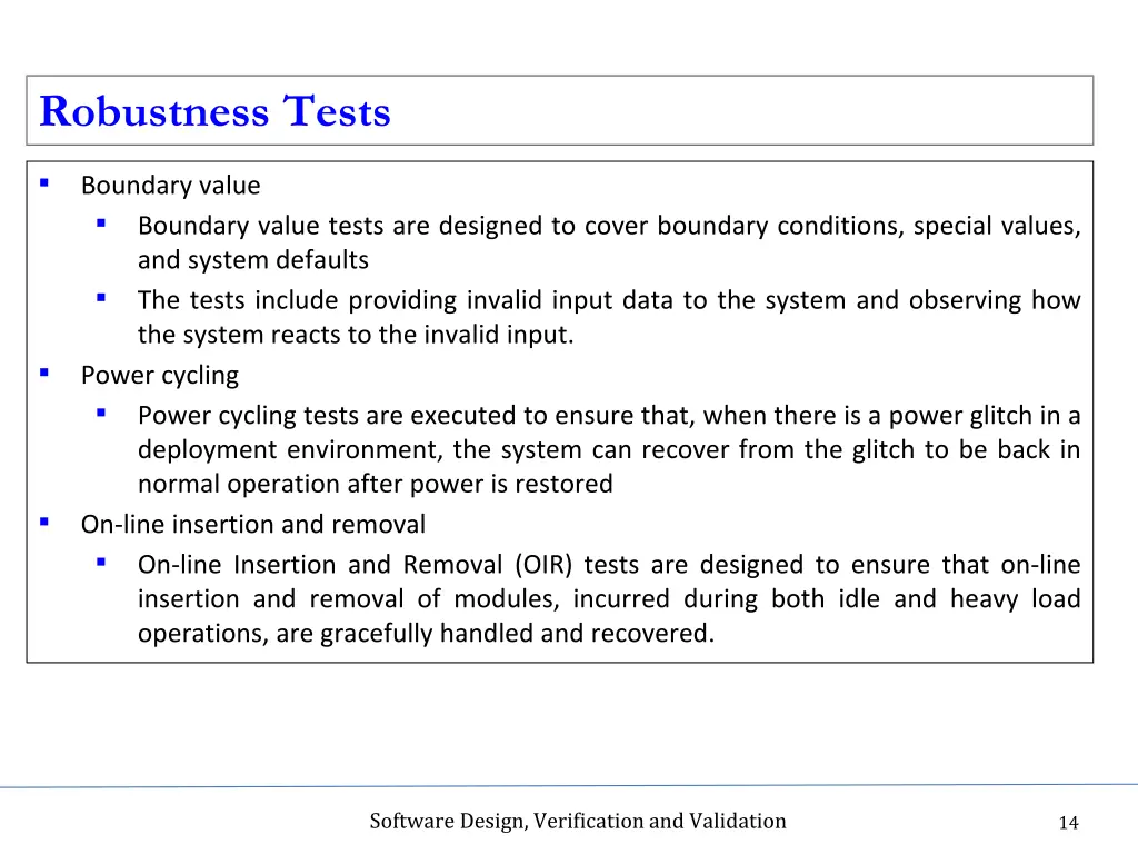 robustness tests 1