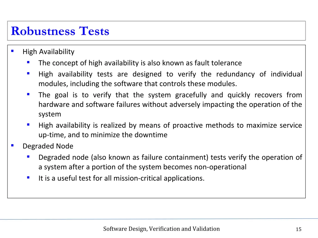 robustness tests 2
