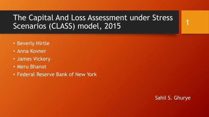 the capital and loss assessment under stress
