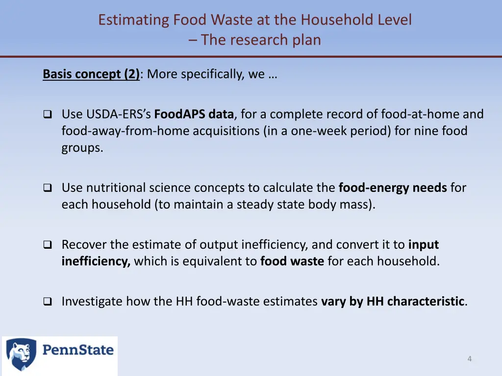 estimating food waste at the household level 1