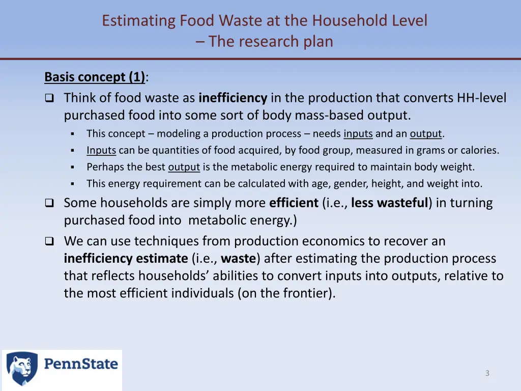 estimating food waste at the household level