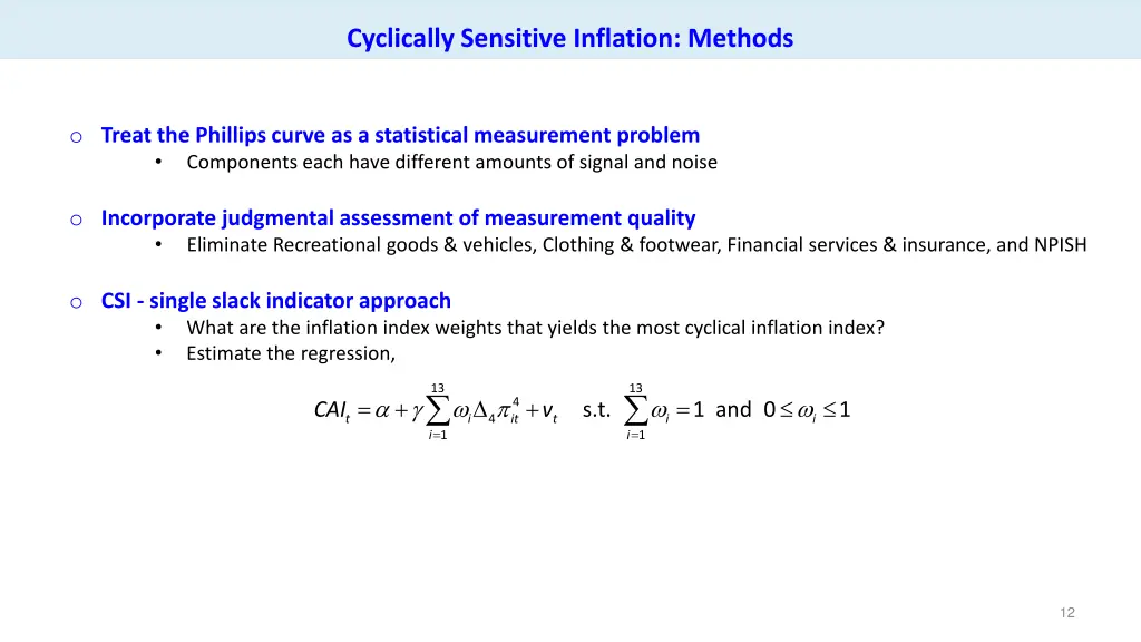 cyclically sensitive inflation methods