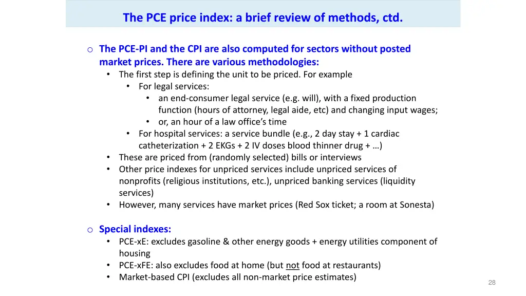 the pce price index a brief review of methods ctd