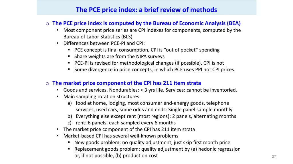 the pce price index a brief review of methods