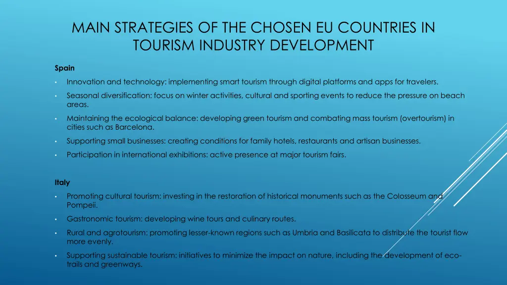 main strategies of the chosen eu countries