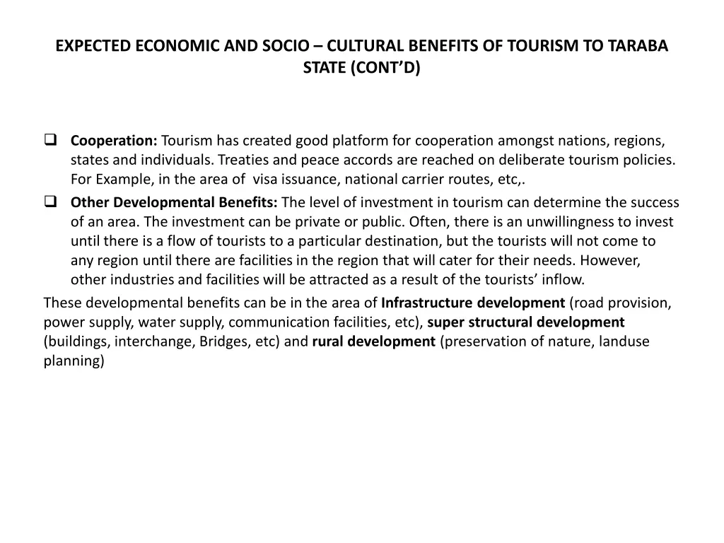 expected economic and socio cultural benefits 1