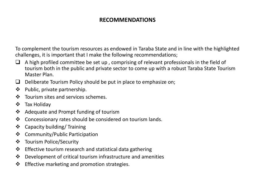 recommendations
