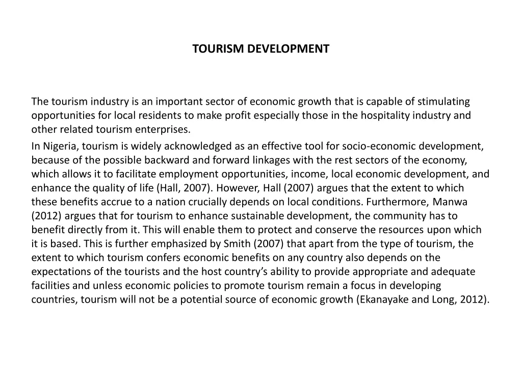 tourism development