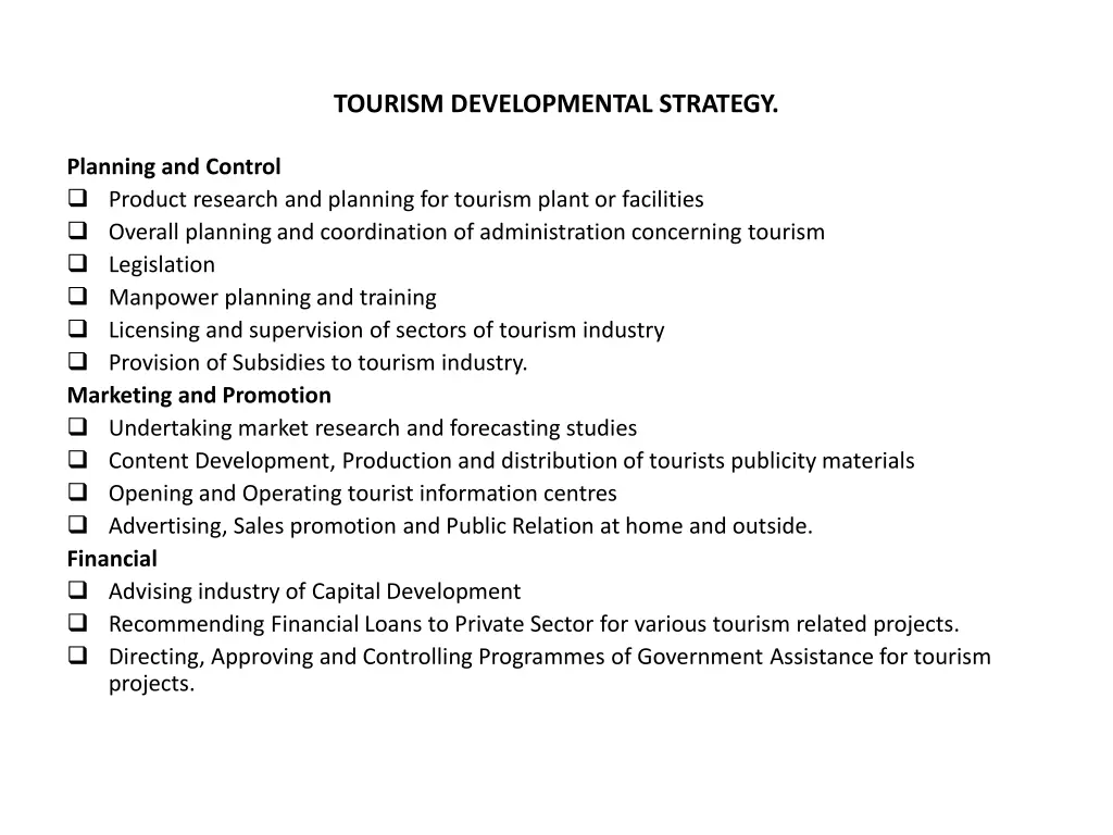 tourism developmental strategy
