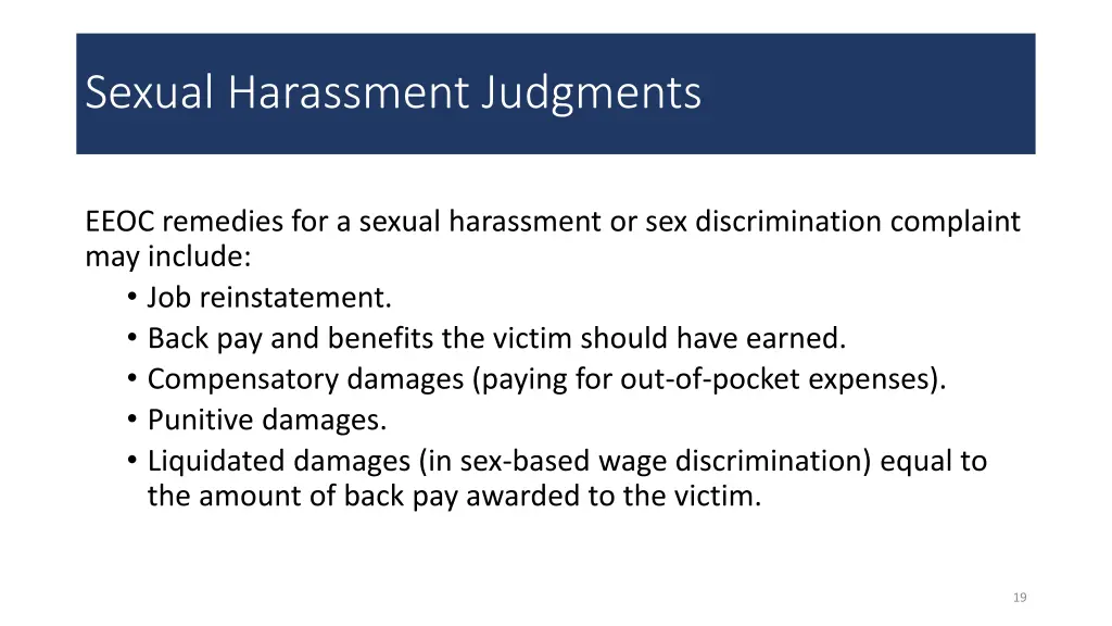 sexual harassment judgments