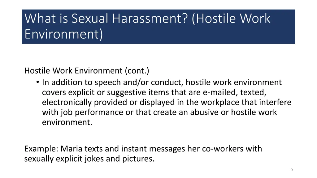 what is sexual harassment hostile work environment 1