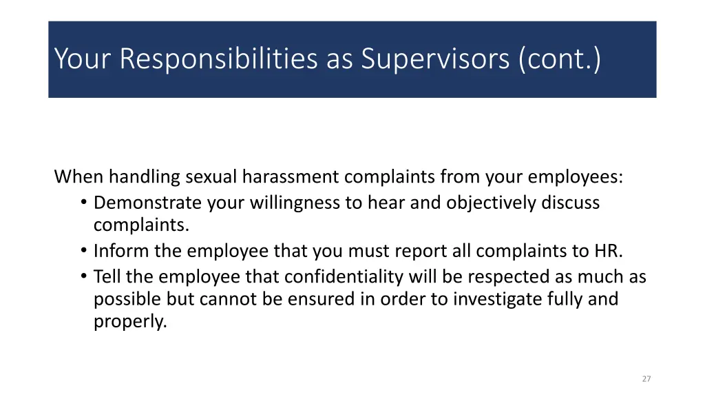 your responsibilities as supervisors cont