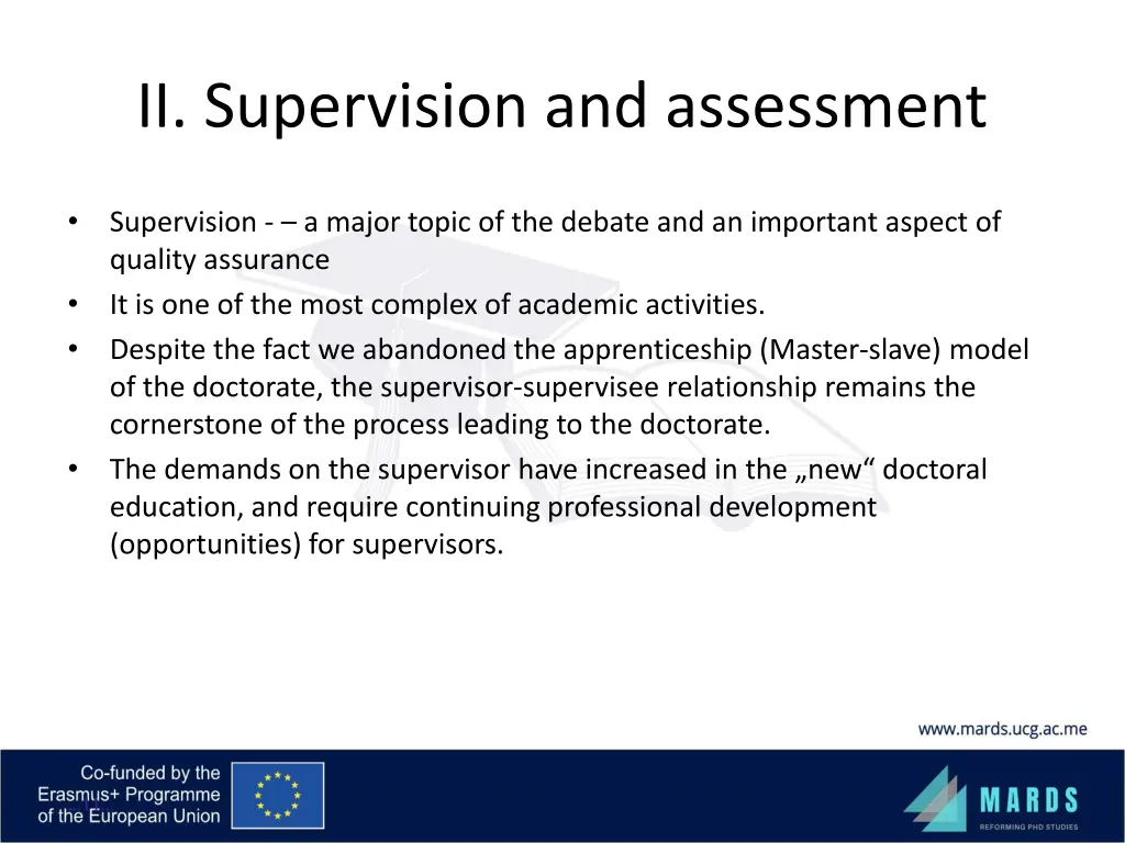 ii supervision and assessment
