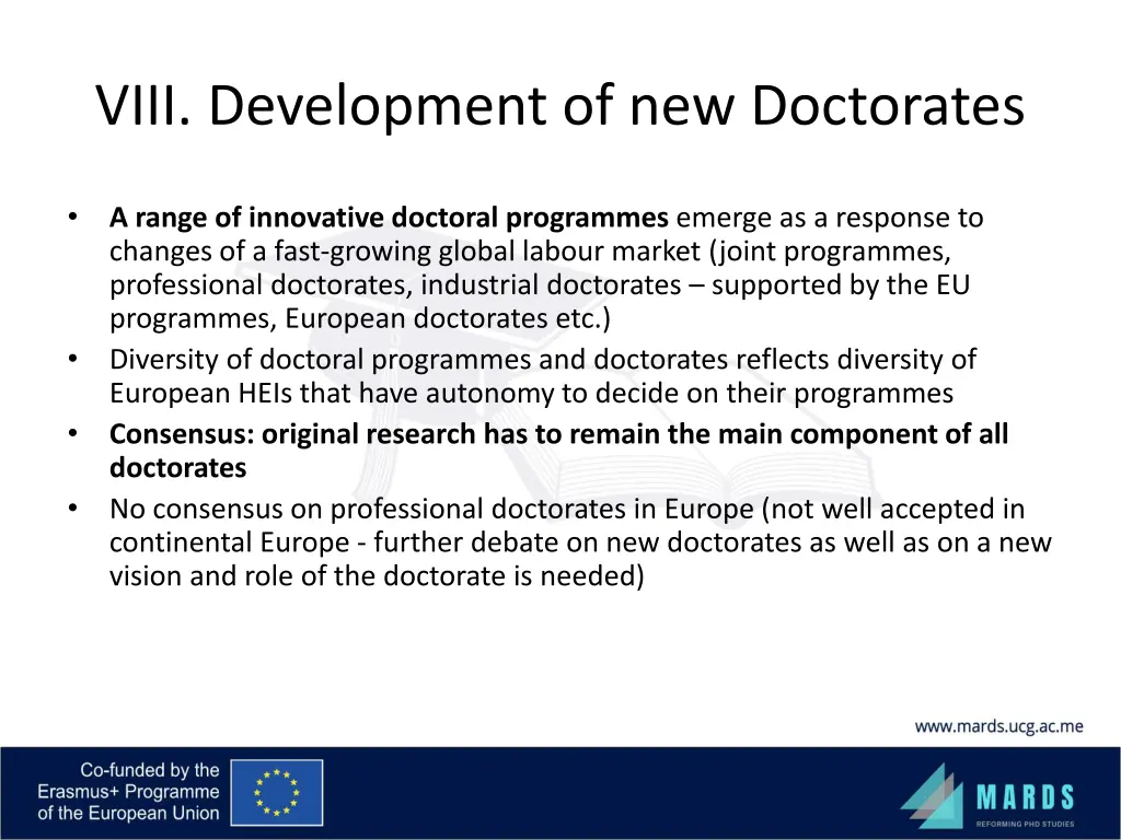 viii development of new doctorates