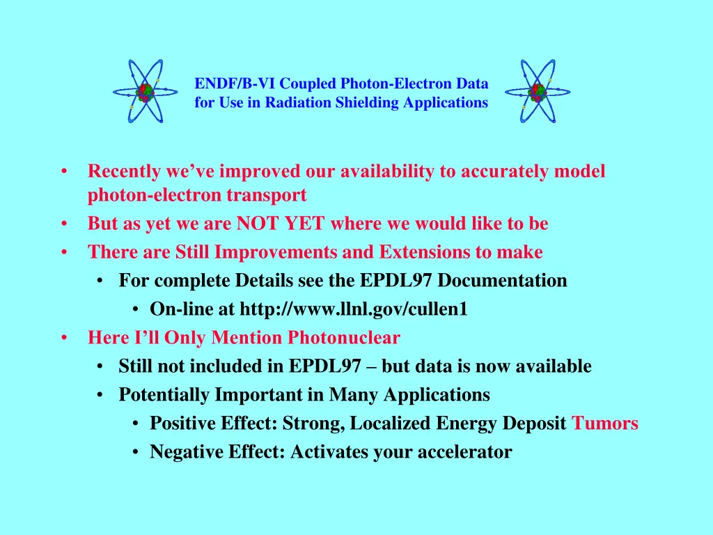 endf b vi coupled photon electron data 19